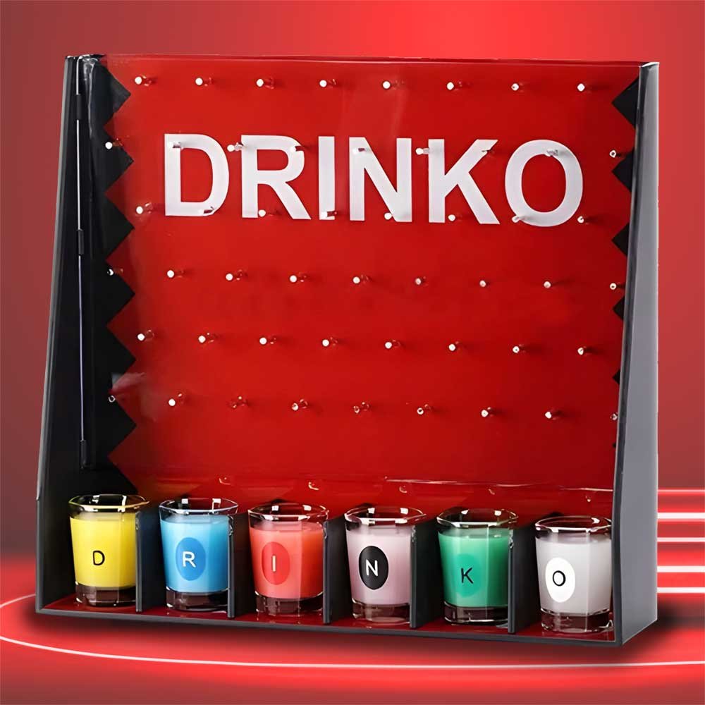 Питьевая игра "Дринко" с 6 рюмками, "Плинко" с коронными пробками, питьевая игра с шансом