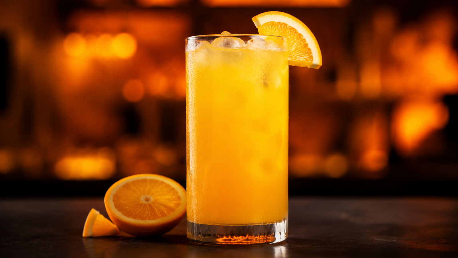 Neon Rezeptbild 232494 Malibu Orange Malibu Orange vor extrem unscharfem Neonhintergrund in der Farbe des Drinks